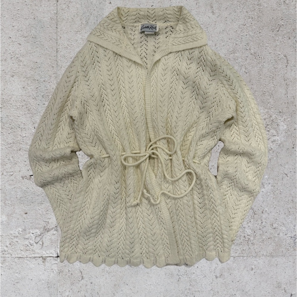 Vintage Cuddleknit Crochet Knit Cardigan